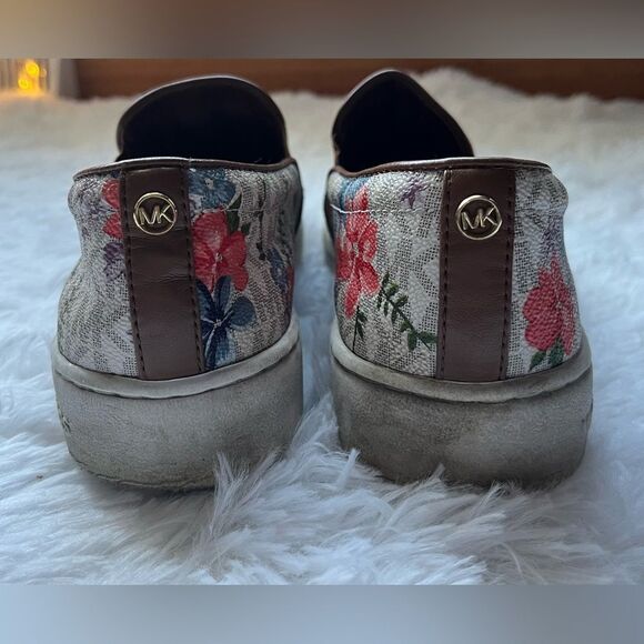 Michael Kors Keaton MK/Floral Print Slip On Sneakers 7.5 Pre Loved - Picture 3 of 6